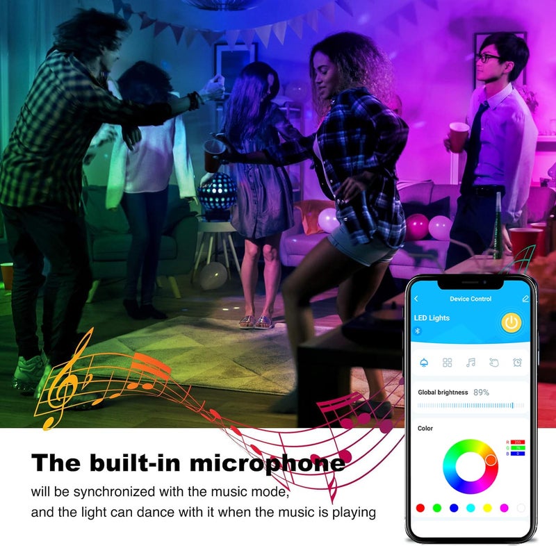 DAYBETTER Smart Led Lights 32.8 ft, 2835 RGB Led Strip Lights Kits with 24 Keys Remote, App Control Timer Schedule Led Music Strip Lights - Image 3